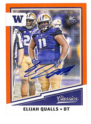 2017 Panini Classics Elijah Qualls 8/25 Orange Auto Rookie Card Eagles