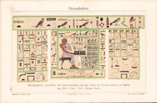 c1900 EGYPTIAN HEIROGLYPHICS CHROMOLITHOGRAPH 9.75" x 6.5"