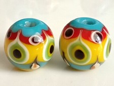 10pcs handmade Lampwork glass beads glass colorful beads round 16mm