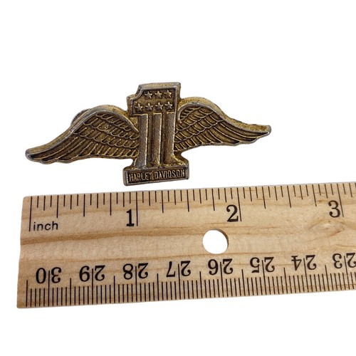 Harley Davidson VTG Rare 1 US Flag Gold Color Pin- Beautiful Piece 2.5X1 in - Picture 3 of 3