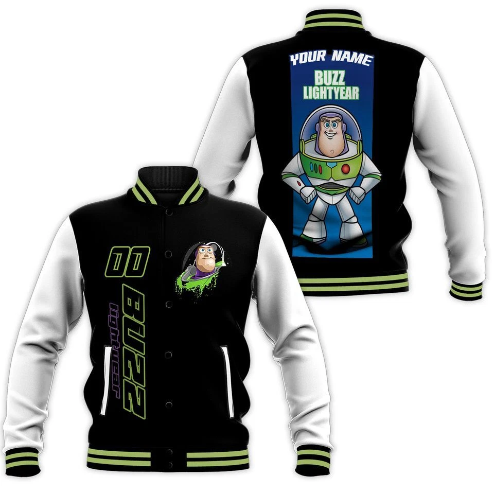 Personalized Toy Story Buzz Lightyear Black Baseball Jacket