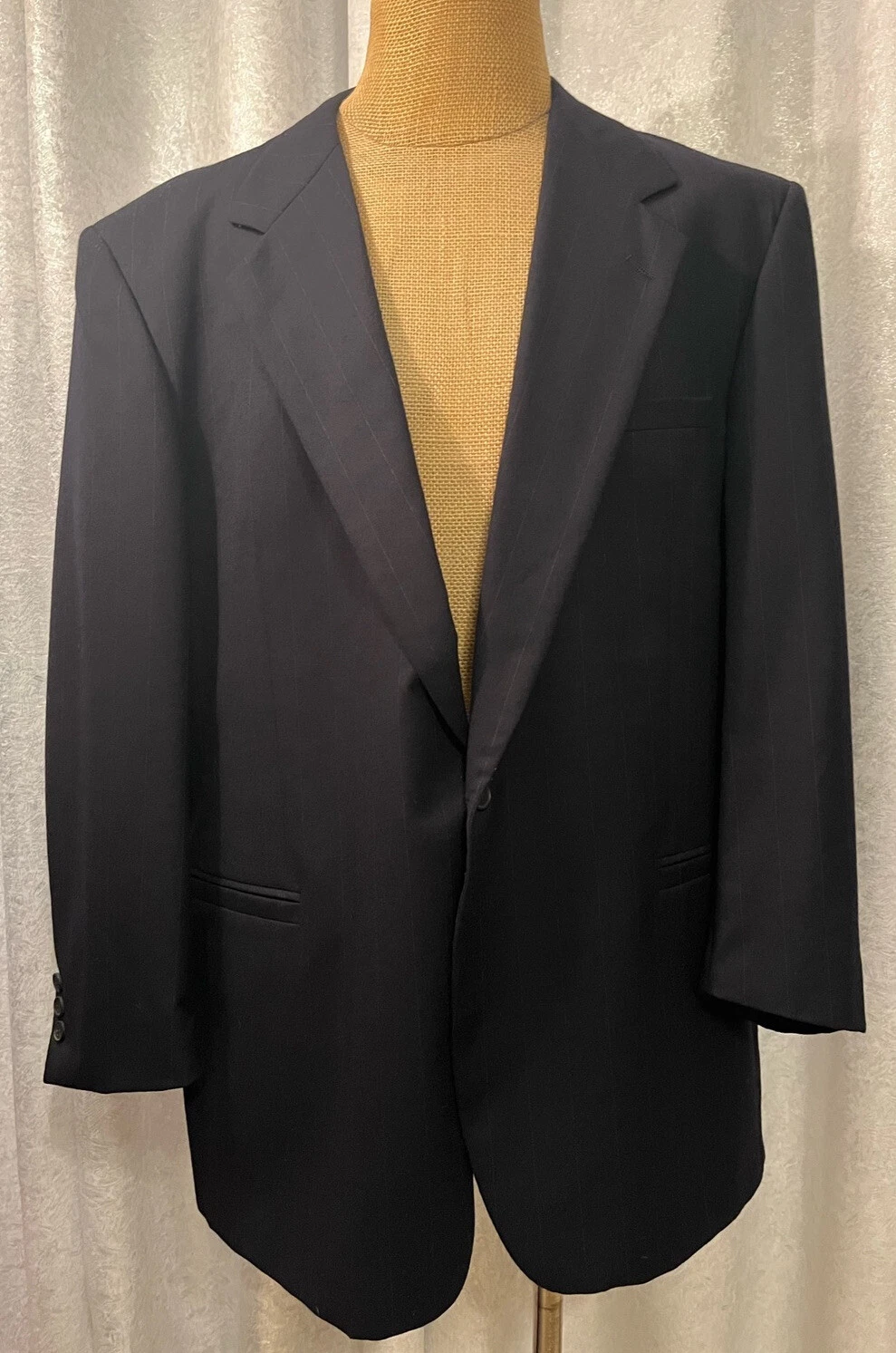 Versace V2 cappotto sportivo uomo blu navy bianco righe un bottone taglia 50 L US