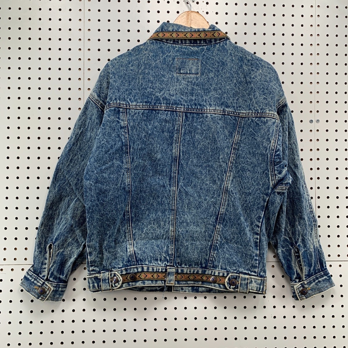 Vintage Prezzia Denim Jean Blue Jacket Mens Small Fits 21x27 Aztec