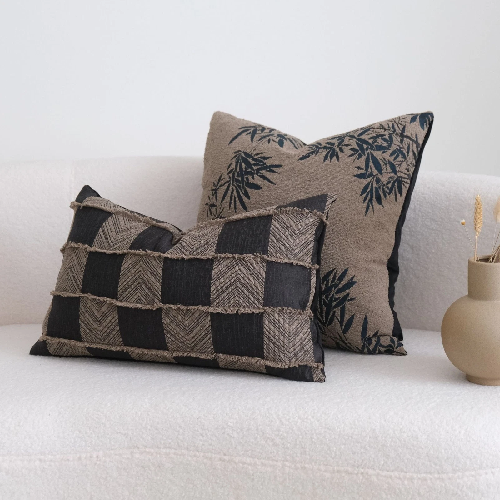 Moroccan Rustic Neutral Themed Lumbar Decorative Throw Pillow Covers