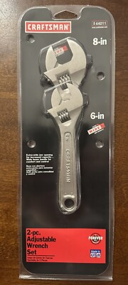 Sears Craftsman USA Nos 2pc Adjustable Wrench 6 and 8  Extra Wide Jaw 44011 NIB