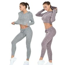 Seamless Yoga Set Long Sleeve Crop Top High Waist Running Leggings