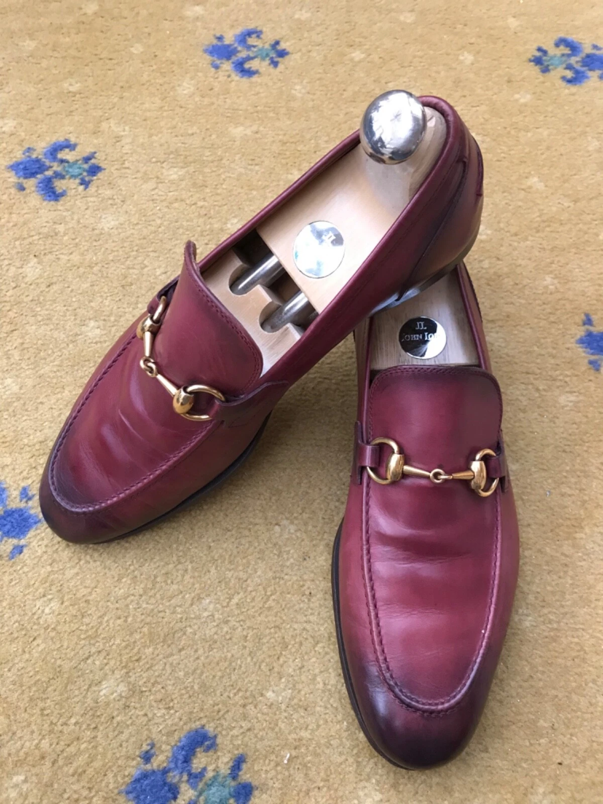 Mocassins Gucci chaussures en cuir Jordaan bordeaux rouge Horsebit homme UK 6 US 7 EU 40