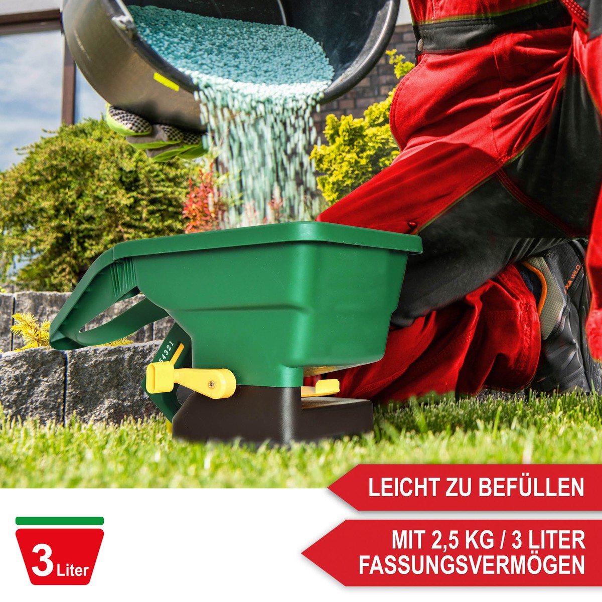 Handstreuer Fr Rasen  Tragbarer Dngerstreuer Mit Handkurbel Fr Saatgut,  Dnger Und Streusalz