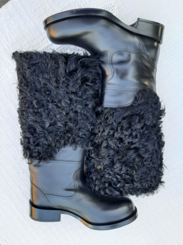JIL SANDER Stivali in pelle con pelliccia nera EU38,5 - Foto 1 di 5