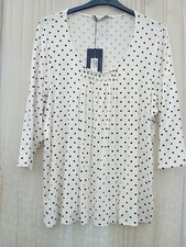 BNWT M & S ivory spotted stretch long sleeve top - size 22
