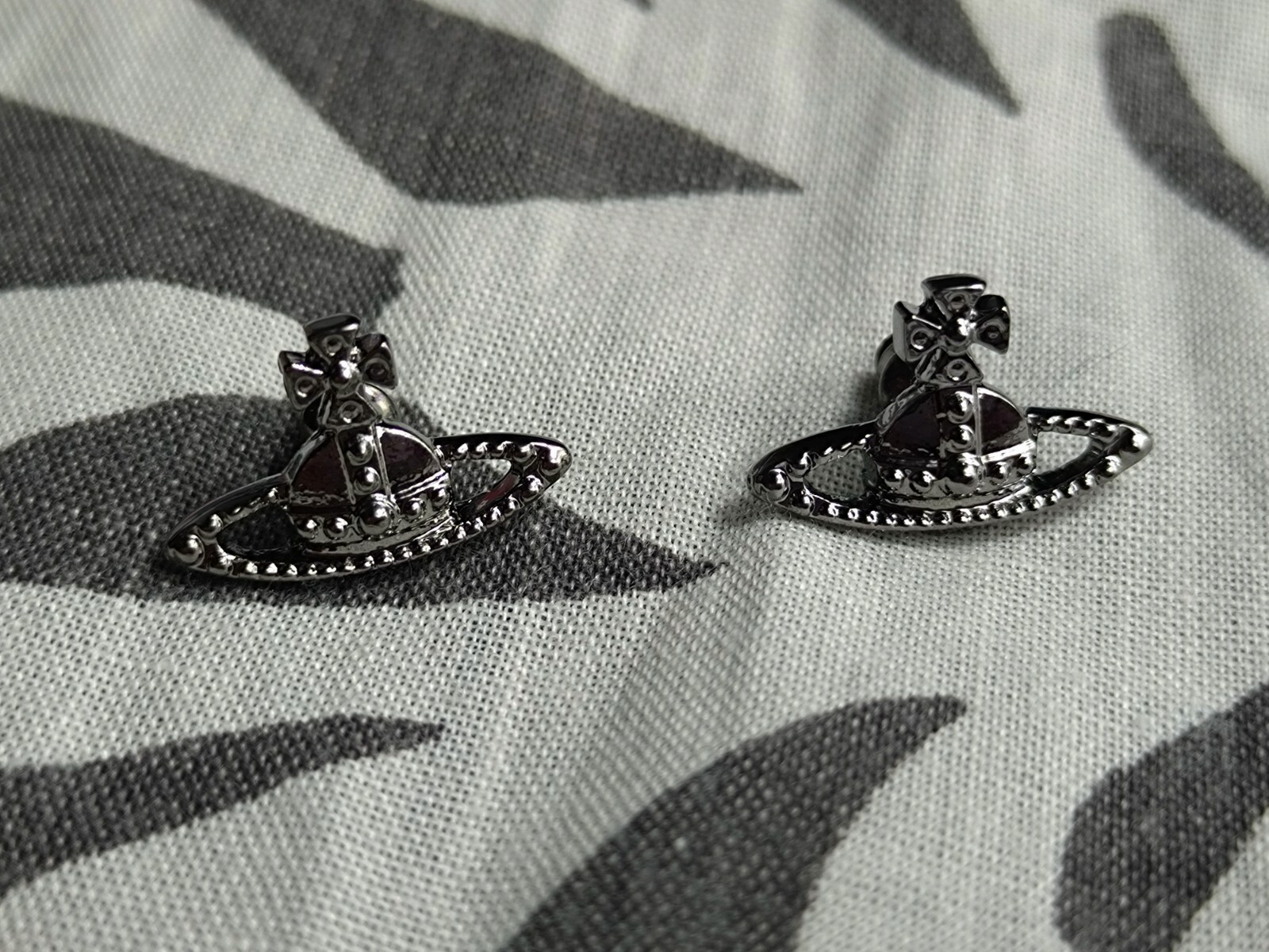 Vivienne Westwood Gunmetal Grey Small Orb Stud Earrings