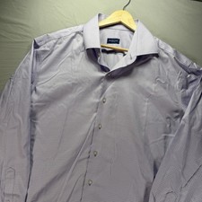 Proper Cloth Button Up Shirt Mens 17.5 Purple Check Long Sleeve Non Iron Picnic