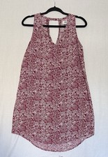 Old Navy Dress Medium Maroon & White Floral Paisley Sleeveless V-Neck Shift