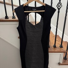 Express Black and Gray Colorblock Sleeveless Bodycon Mini Dress