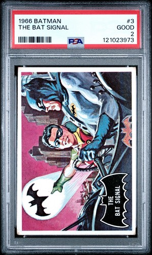 1966 Topps Batman Black Bat #3 The Bat Signal — PSA 2