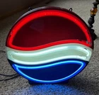 VINTAGE 1980'S PEPSI NEON SIGN- 15" INCHES DIAMETER