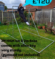 Freestanding Gymnastics High Bar 2m High, 4m x 2m Base, Galvanized Steel.