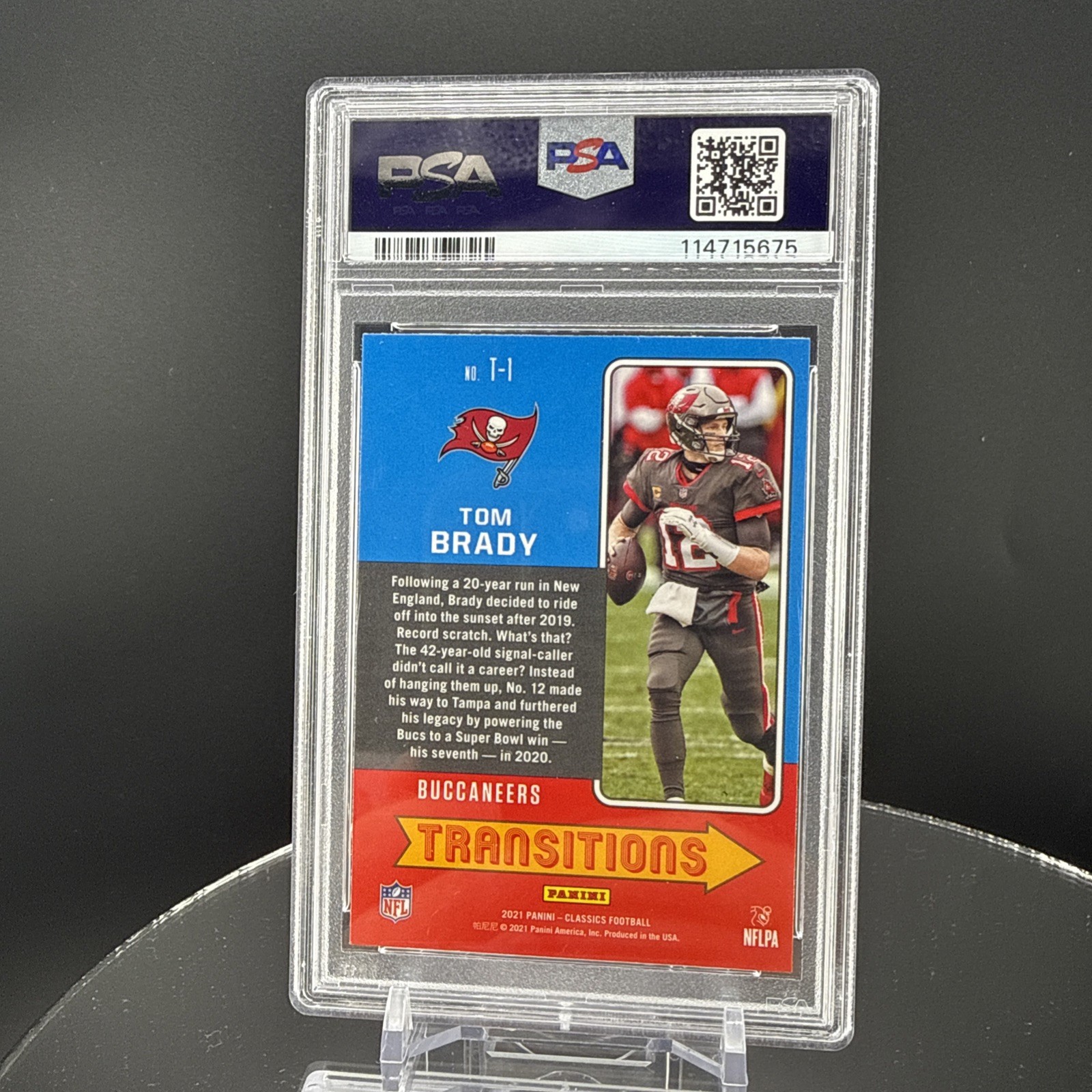 2021 Panini Classics Transitions Silver Tom Brady #T-1 h3a PSA 7 SSP view 2