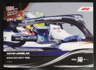 Arvid Lindblad RC 2026 Topps Now F1 Formula 1 #36 Achieves Best-Ever F1 Finish