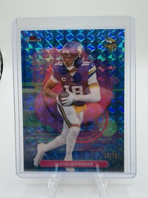 2025 Topps Finest Justin Jefferson Uncommon Blue Geo 75/75 Vikings BOOKEND