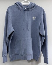 Ariat REAL Hoodie Sweatshirt Womens Large Blue Logo Fleece Western Cowgirl