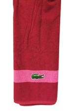 NEW LACOSTE RED + PINK STRIPE 100% COTTON BATH,BEACH TOWEL 