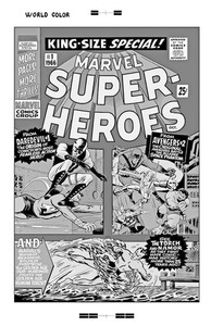 Jack Kirby Marvel Super-Heroes #1 1966 Rare Large Production Art Cover