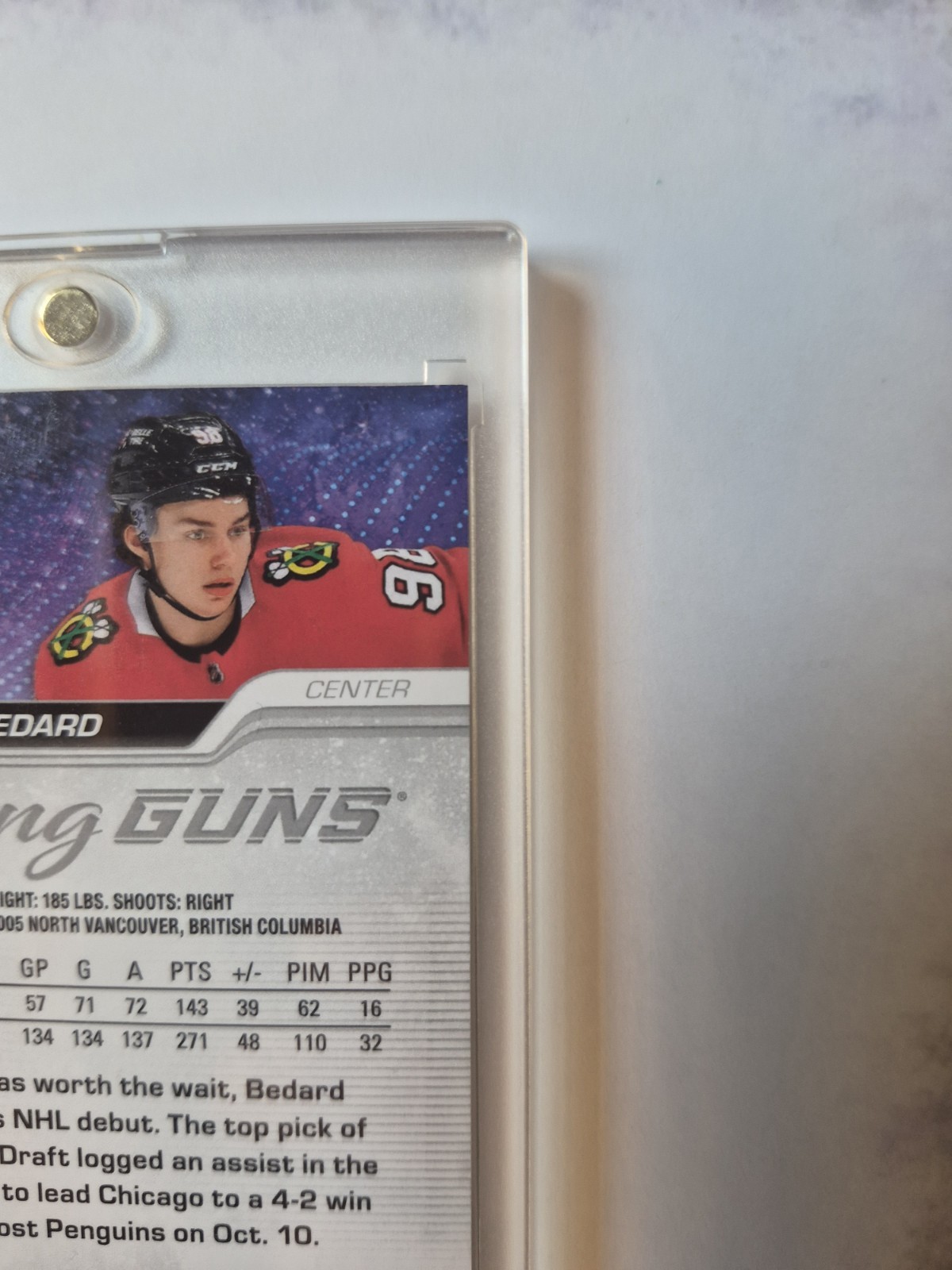 2023-24 Upper Deck Connor Bedard Young Guns Silver Outburst RC #451 Blackhawks view 9
