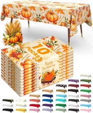 10 Pack Plastic Tablecloth 54x108" Thanksgiving Fall Harvest Pumpkin Party Decor