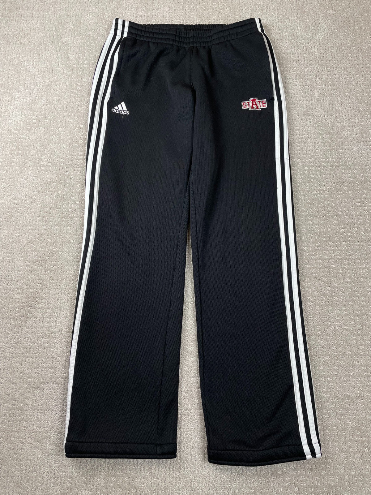 Arkansas State Adidas Joggers Mens Small Black Tricot Drawstring Baggy Wide Leg