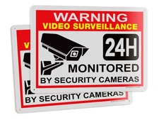 iSYFIX Video Surveillance Sign – 2 Pack Reflective Silver 14x10 Inch –CCTV Se...