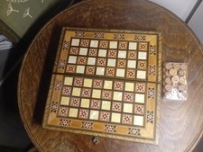 8075-Bis Backgammon A&A gainé imitation cuir palets buis