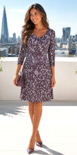 EAST grey cream FLORAL fitted dress Size 12 Small fit More like Size 10