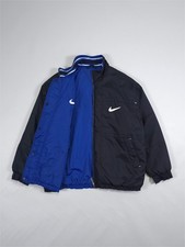 90s Nike Reversible Jacket Black/Blue Big Swoosh Embroidery Fits L, XL, XXL