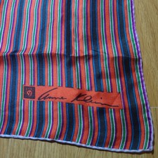 Vintage Anne Klein Robinson Golluber 100 Silk Scarf Stripes Red Blue Purple 29"
