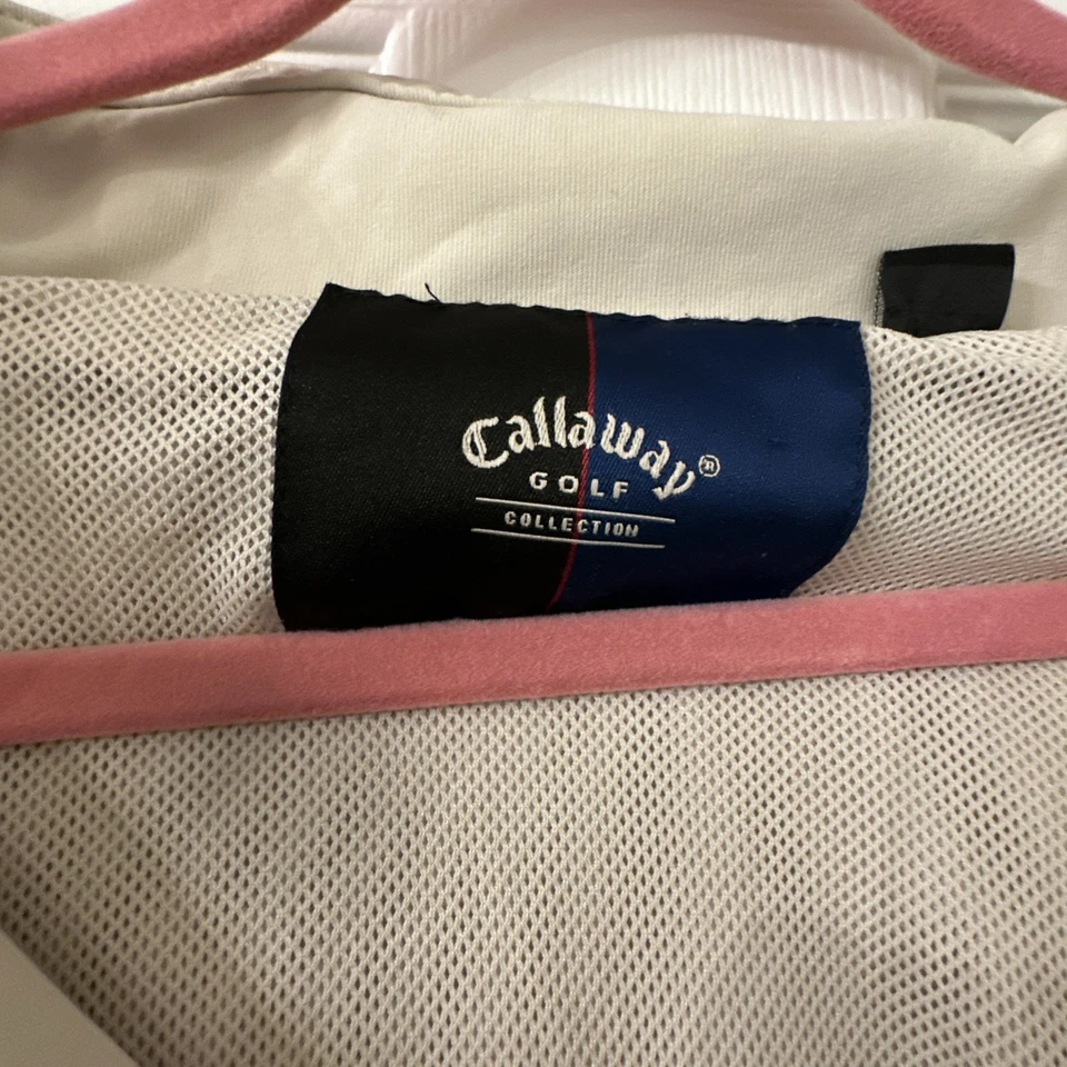 Jaqueta Pulôver Masculina Vintage Callaway Golf 1/4 Zíper 2XB Forrada em Creme Quebra-Vento - Imagem 2 de 4