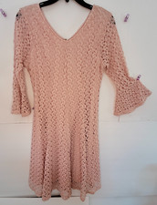 Always Indigo Crochet Dress Women's Size PM Pink Cottage Fairy Style Boho Flare
