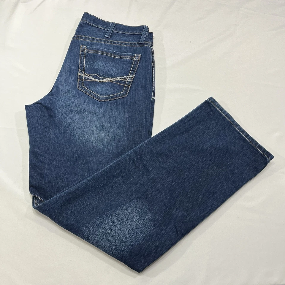 Pantalones de mezclilla Cinch Grant para hombre 36x34 azul calce relajado pierna recta vaquero occidental Foto 3 de 4