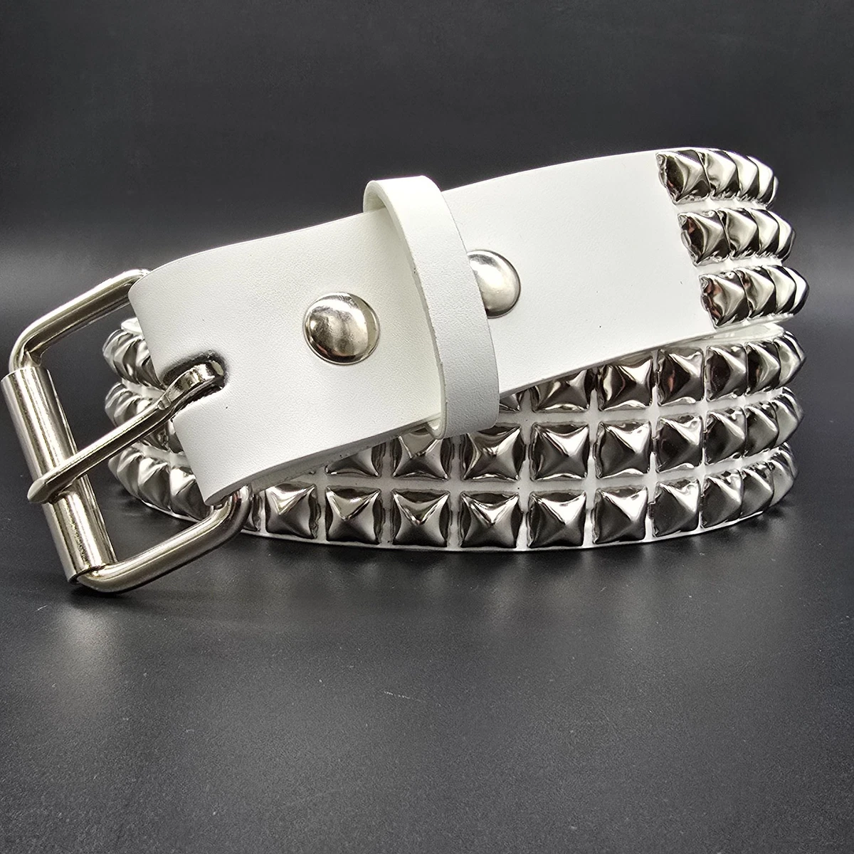 Leather Studded White Belts for Men for sale | eBay