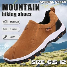 Men Slip on Athletic Shoes Outdoor Mountain Hiking Shoes Casual Walking Sneakers