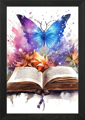 Zauberbuch Aquarell gerahmt Wandbild Poster Leinwanddruck Bild