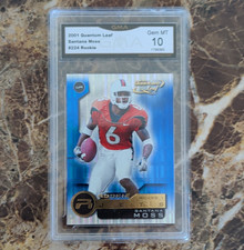 2001 Quantum Leaf Santana Moss New York Jets #224 Rookie Card GMA 10. rookie card picture