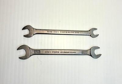(2) OPEN END WRENCHES, PROTO: #3021  7/16''-3/8'';  #41011  11/32''-5/16'' ENDS