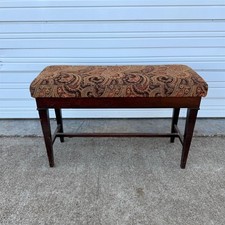 Vintage Paisley Upholstered Lift Top Storage Piano Bench - Local Pickup Only