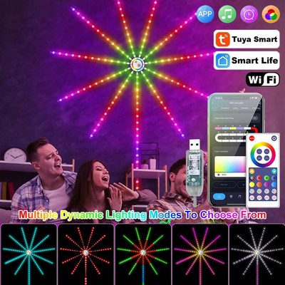 LED Firework Strip Lights Dream Color RGB Smart Music Sync APP & Remote Control