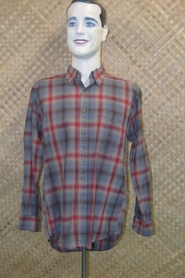 Vintage rot/grau kariertes kariertes Sir Pendleton Button Down Board Hemd, Rockabilly