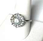 Vintage 925 Sterling Silver Flower Ring Blue Stone Cluster Diamond Accents Sz 10