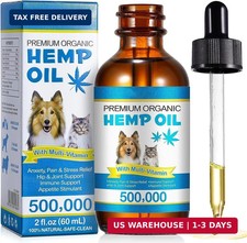 Hemp Oil for Dogs Cats Anxiety, Pain,Stress Calming Drops 100 Organic 60ML