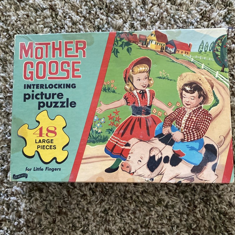 Vintage Fairchild Mother Goose 48 pc Picture Puzzle "to market to buy a fat pig"