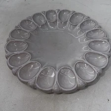 Vintage Frankoma Deviled Egg Plate Platter 819 White Beige 11.5” diameter